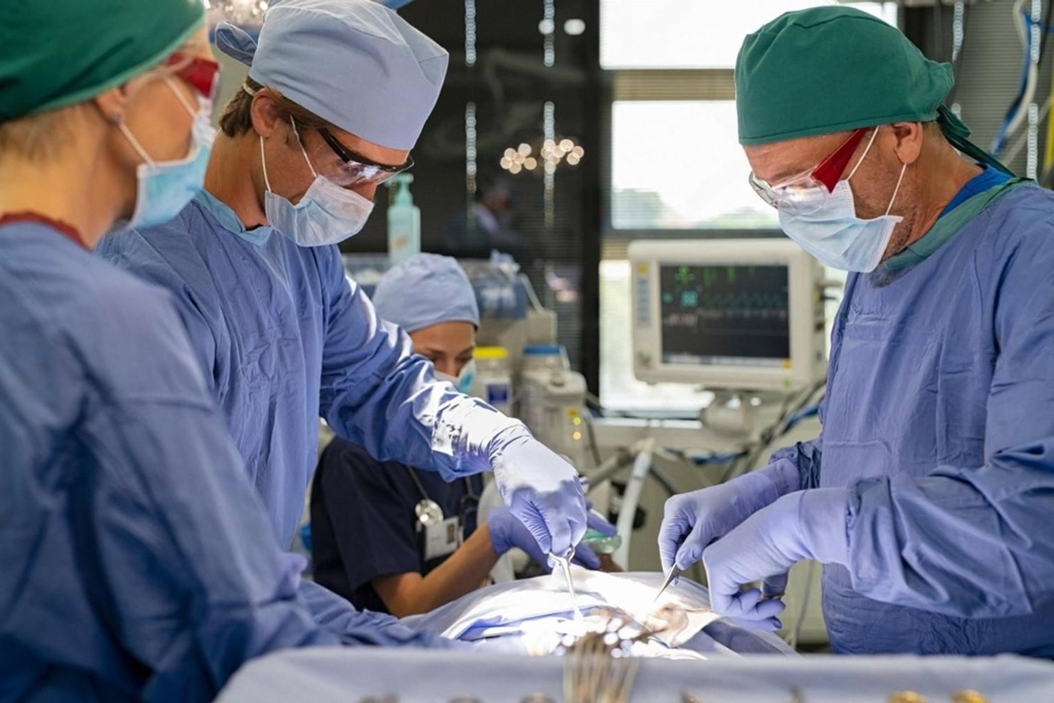 Surgical team performing a hernia operation in a UAE hospital